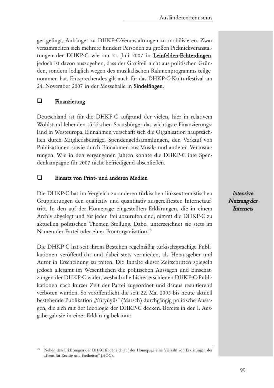 Seite 100 des Verfassungsschutzbericht 2007 Baden-Württemberg