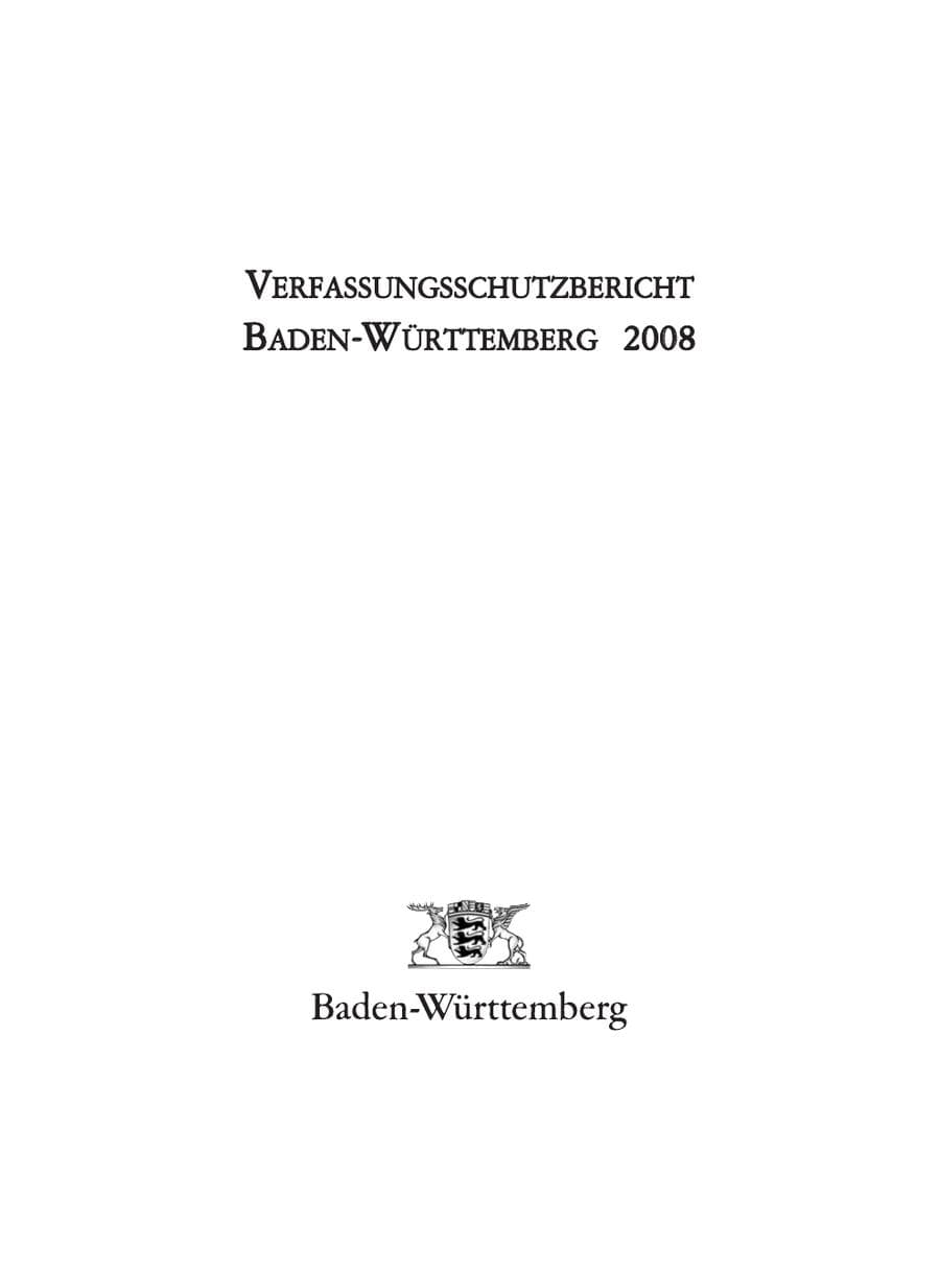Seite 2 des Verfassungsschutzbericht 2008 Baden-Württemberg