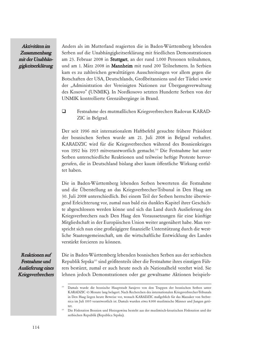 Seite 114 des Verfassungsschutzbericht 2008 Baden-Württemberg