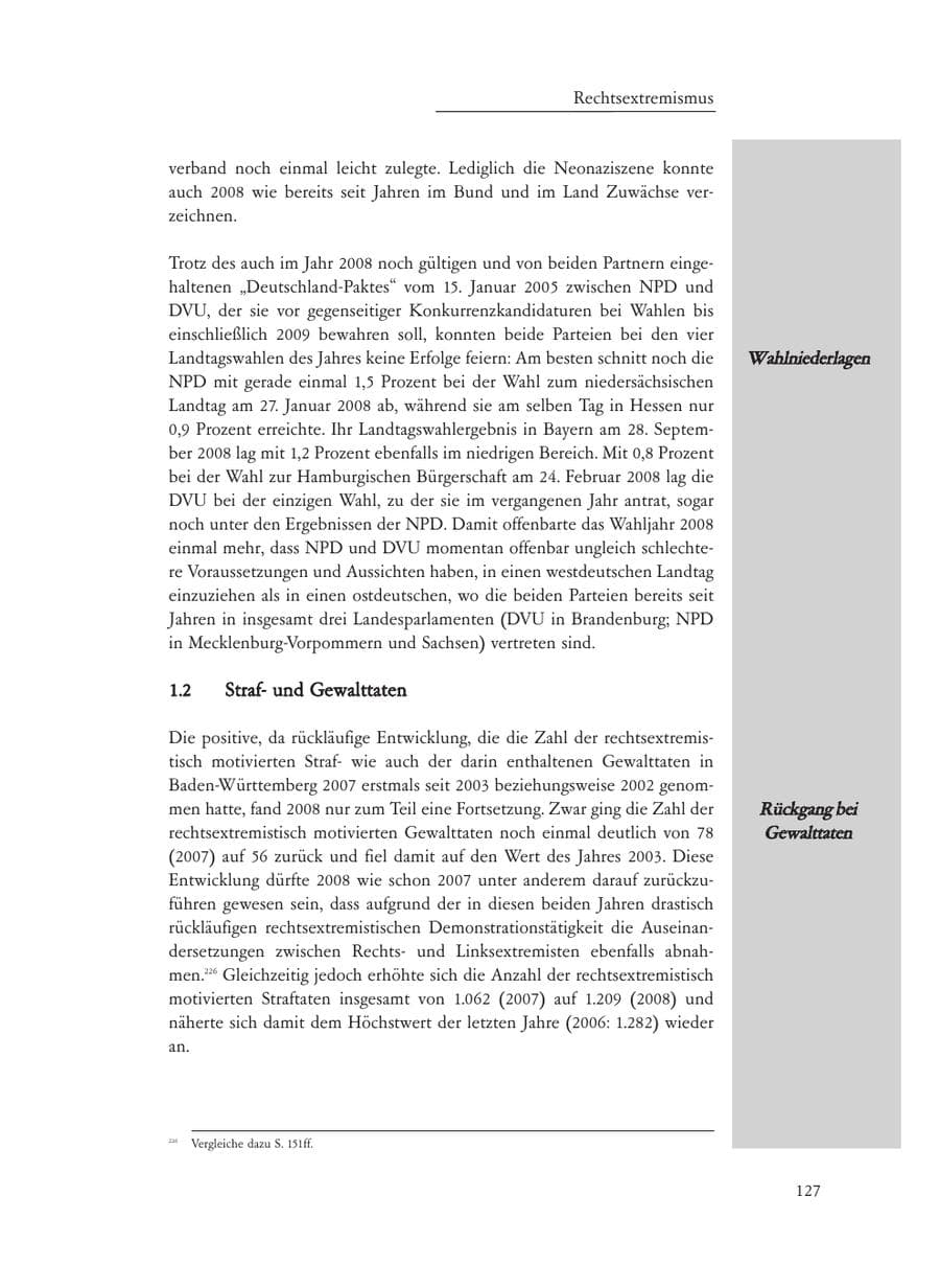 Seite 127 des Verfassungsschutzbericht 2008 Baden-Württemberg
