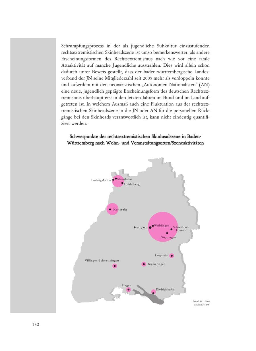 Seite 132 des Verfassungsschutzbericht 2008 Baden-Württemberg
