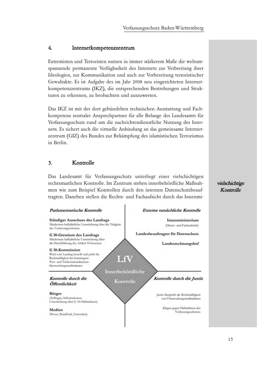 Seite 15 des Verfassungsschutzbericht 2008 Baden-Württemberg