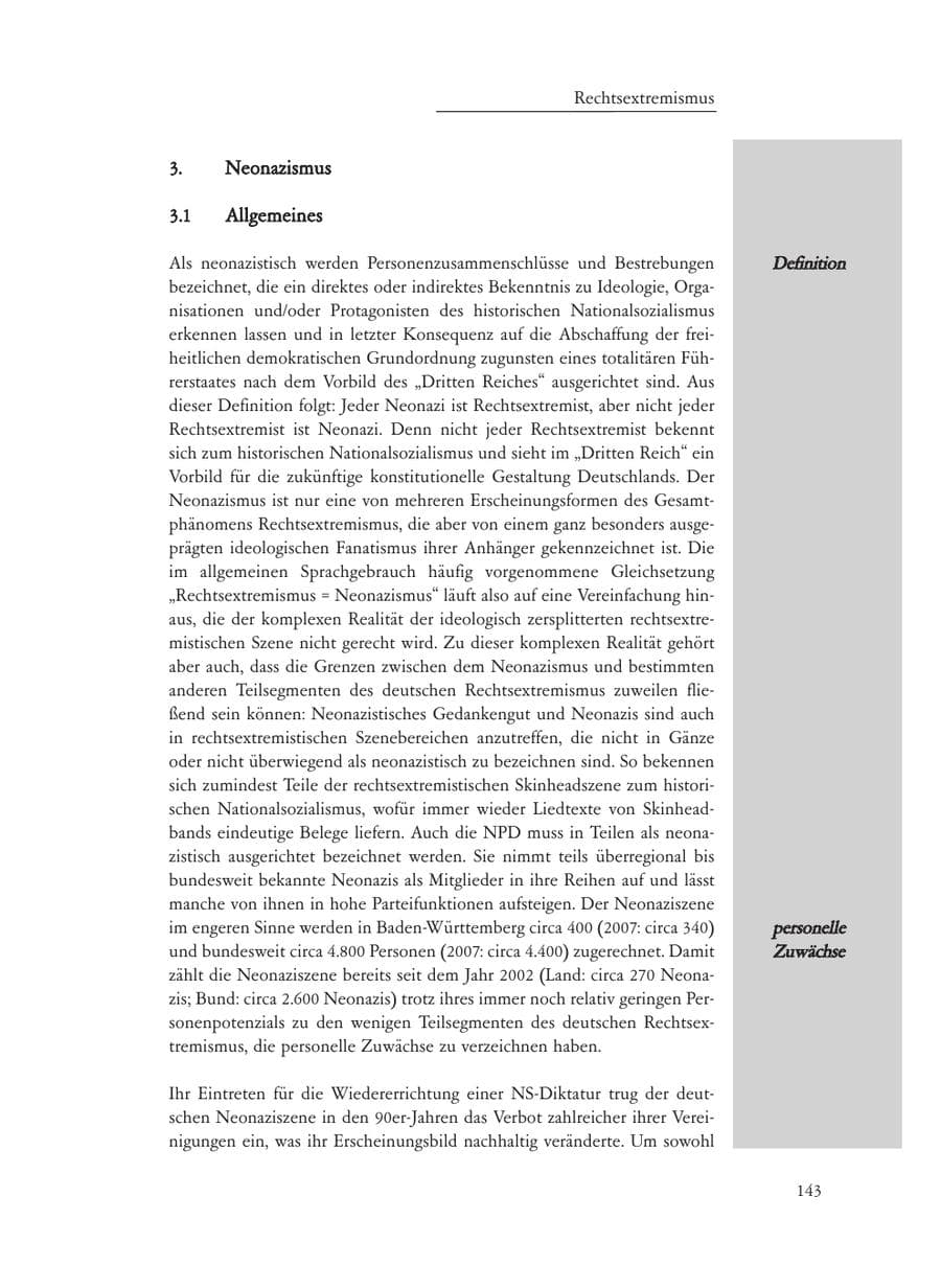 Seite 143 des Verfassungsschutzbericht 2008 Baden-Württemberg