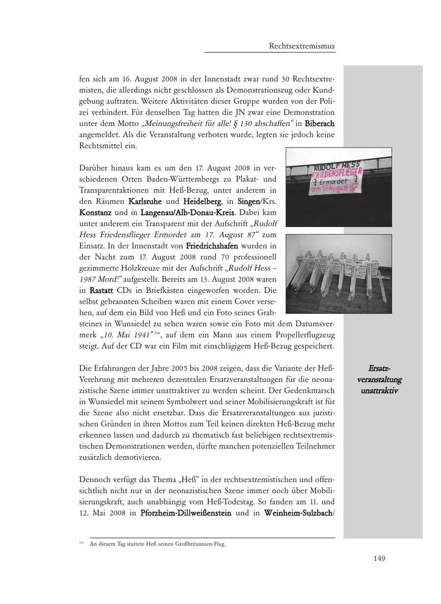 Seite 149 des Verfassungsschutzbericht 2008 Baden-Württemberg