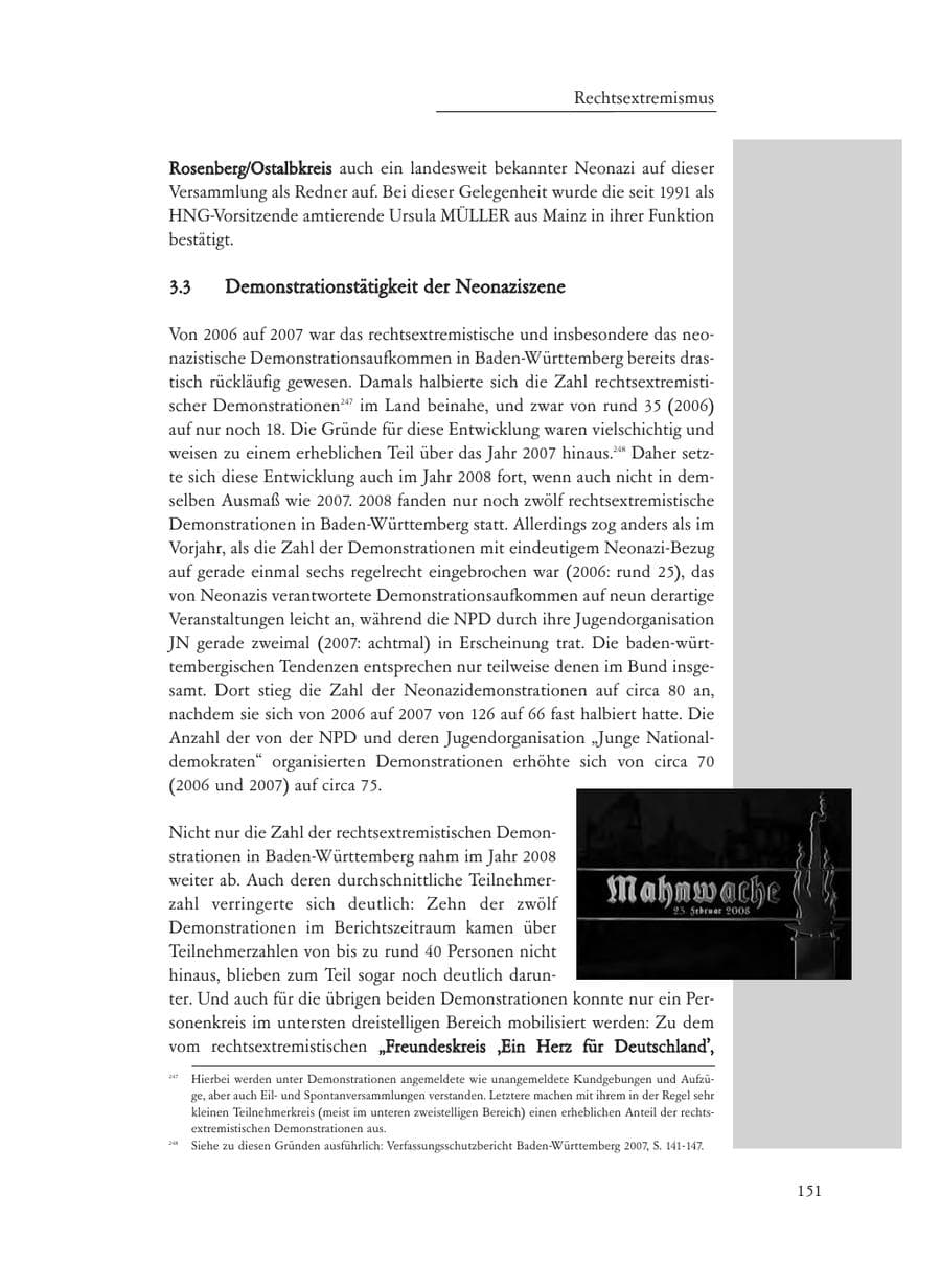 Seite 151 des Verfassungsschutzbericht 2008 Baden-Württemberg