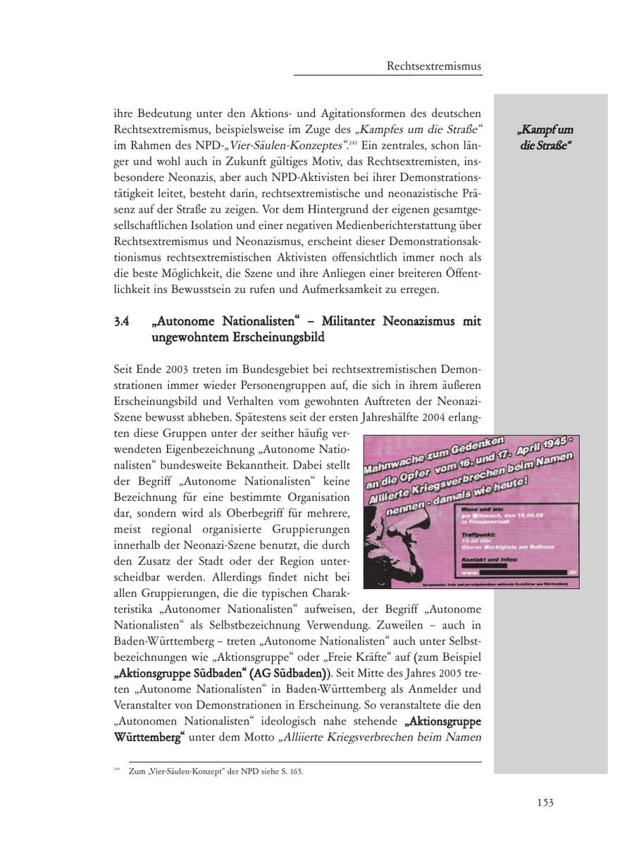 Seite 153 des Verfassungsschutzbericht 2008 Baden-Württemberg