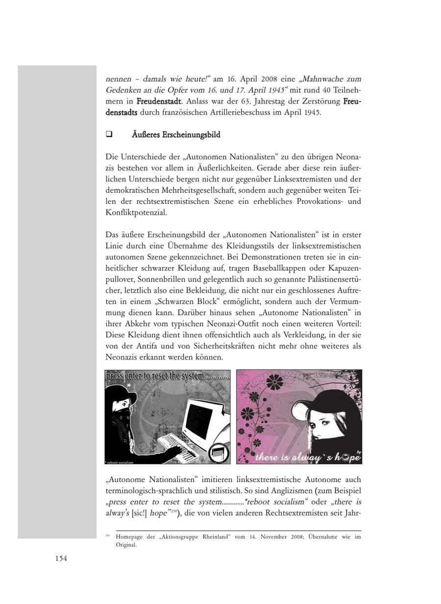 Seite 154 des Verfassungsschutzbericht 2008 Baden-Württemberg