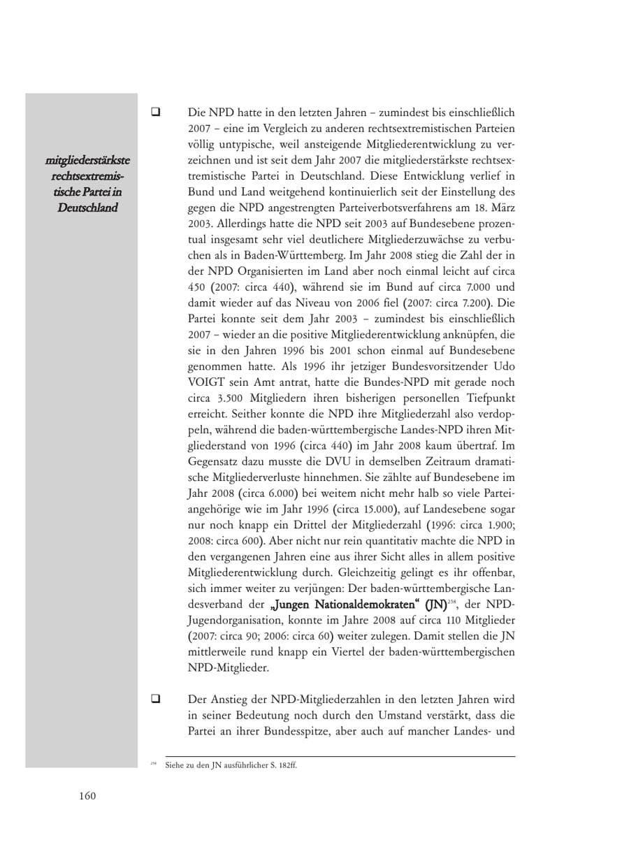 Seite 160 des Verfassungsschutzbericht 2008 Baden-Württemberg