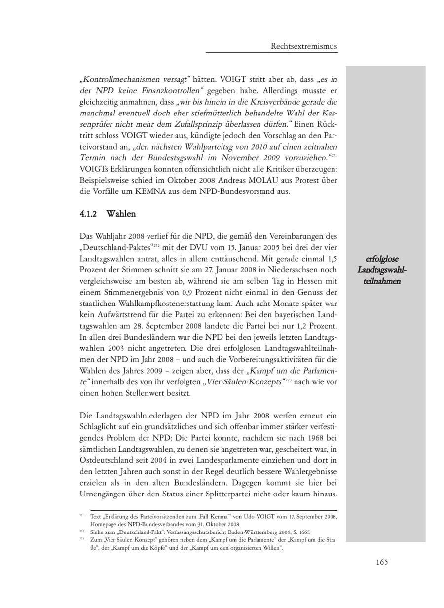 Seite 165 des Verfassungsschutzbericht 2008 Baden-Württemberg