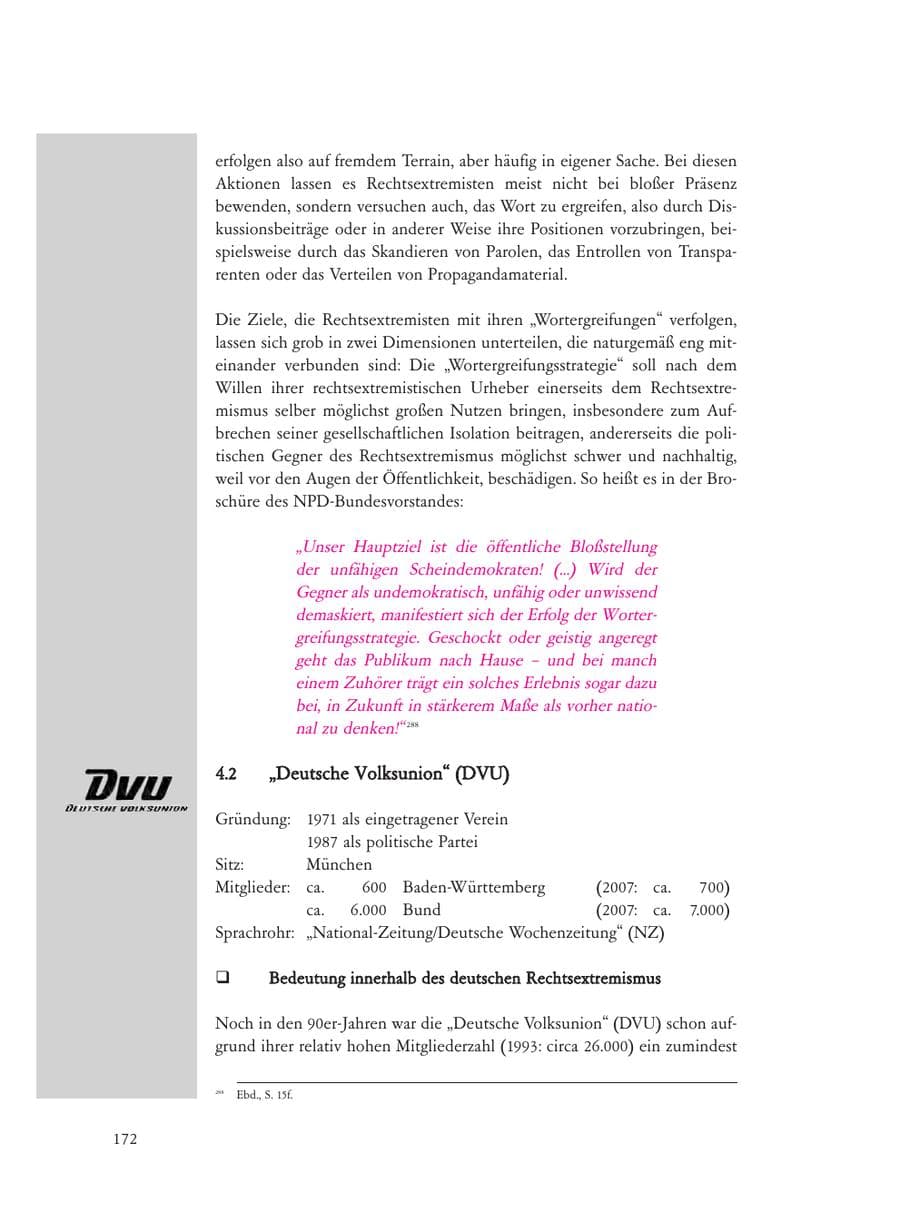 Seite 172 des Verfassungsschutzbericht 2008 Baden-Württemberg