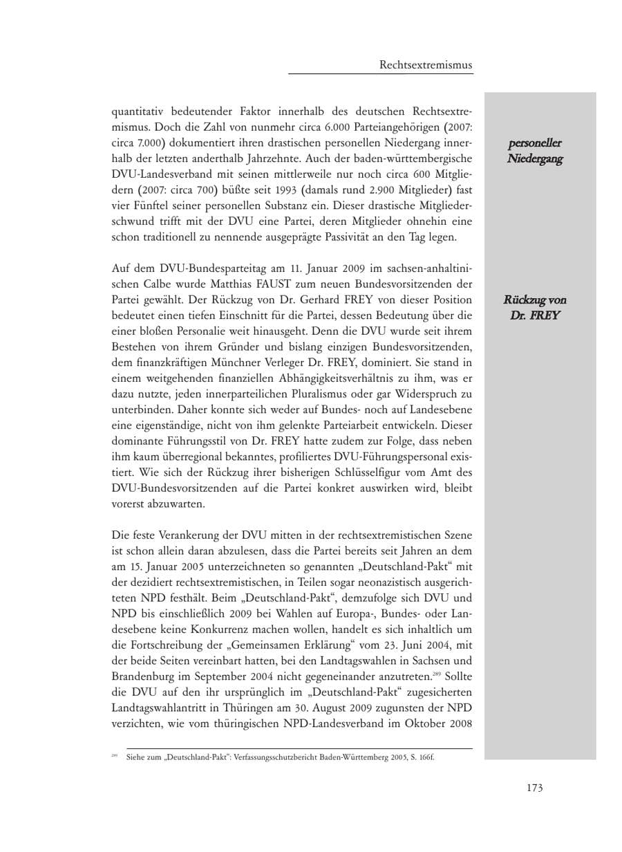 Seite 173 des Verfassungsschutzbericht 2008 Baden-Württemberg