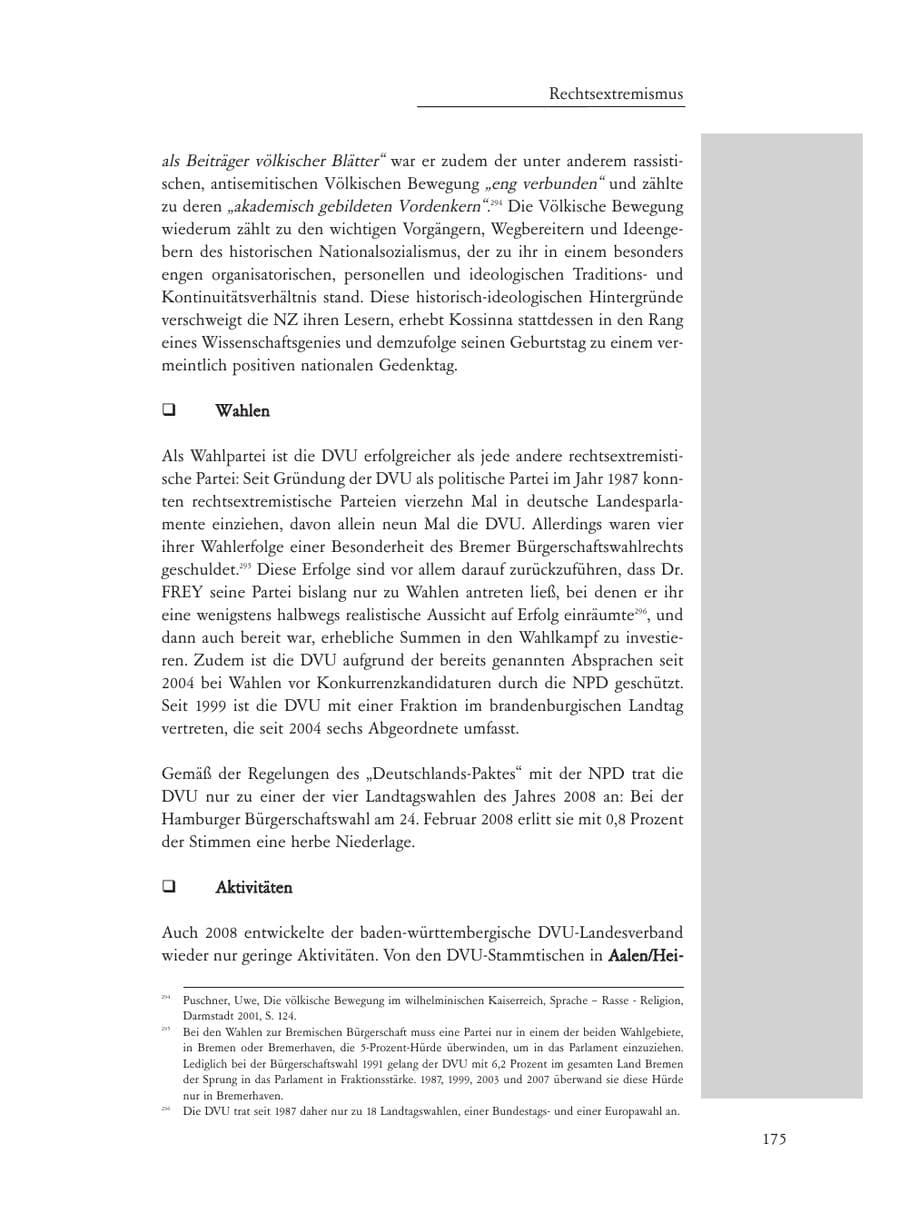 Seite 175 des Verfassungsschutzbericht 2008 Baden-Württemberg