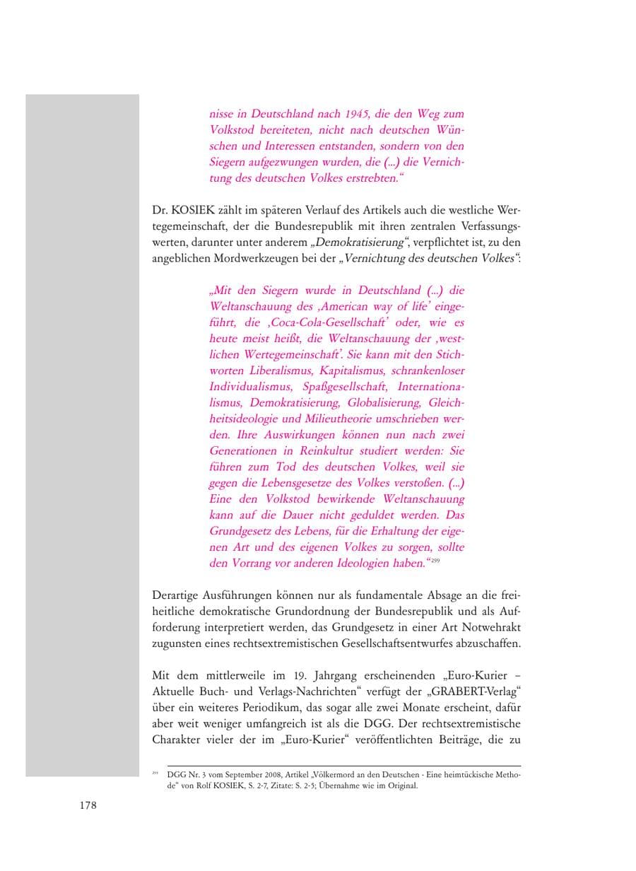 Seite 178 des Verfassungsschutzbericht 2008 Baden-Württemberg