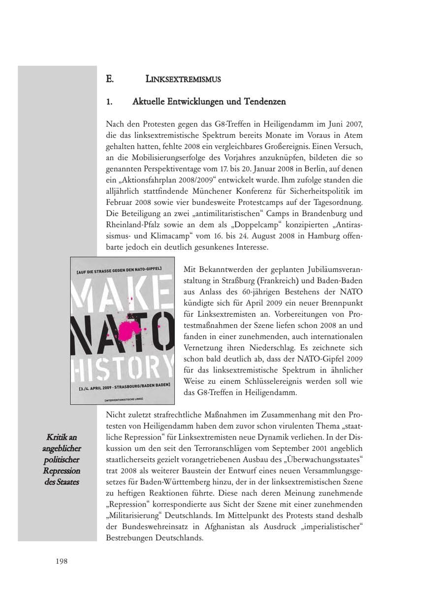 Seite 198 des Verfassungsschutzbericht 2008 Baden-Württemberg