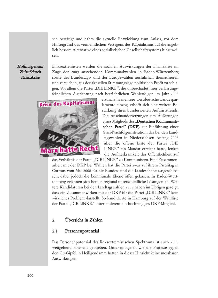 Seite 200 des Verfassungsschutzbericht 2008 Baden-Württemberg