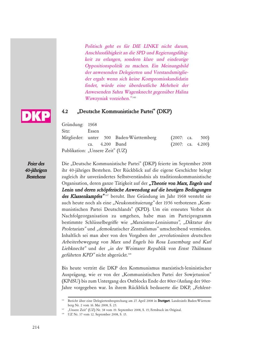 Seite 214 des Verfassungsschutzbericht 2008 Baden-Württemberg