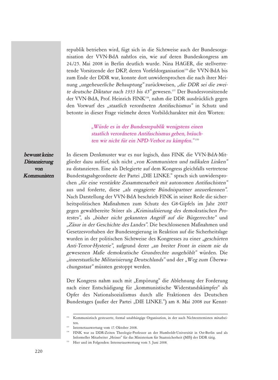 Seite 220 des Verfassungsschutzbericht 2008 Baden-Württemberg