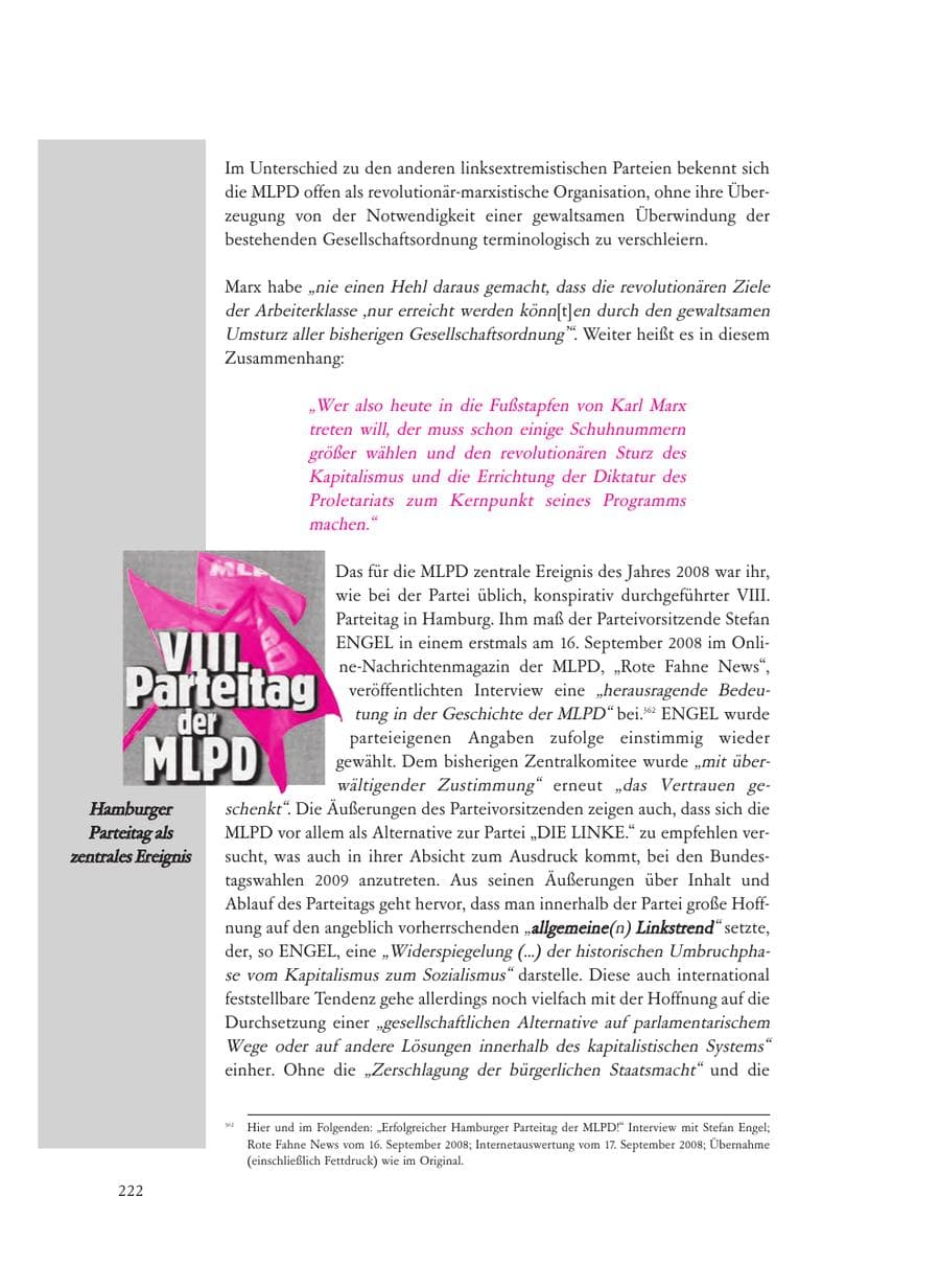 Seite 222 des Verfassungsschutzbericht 2008 Baden-Württemberg