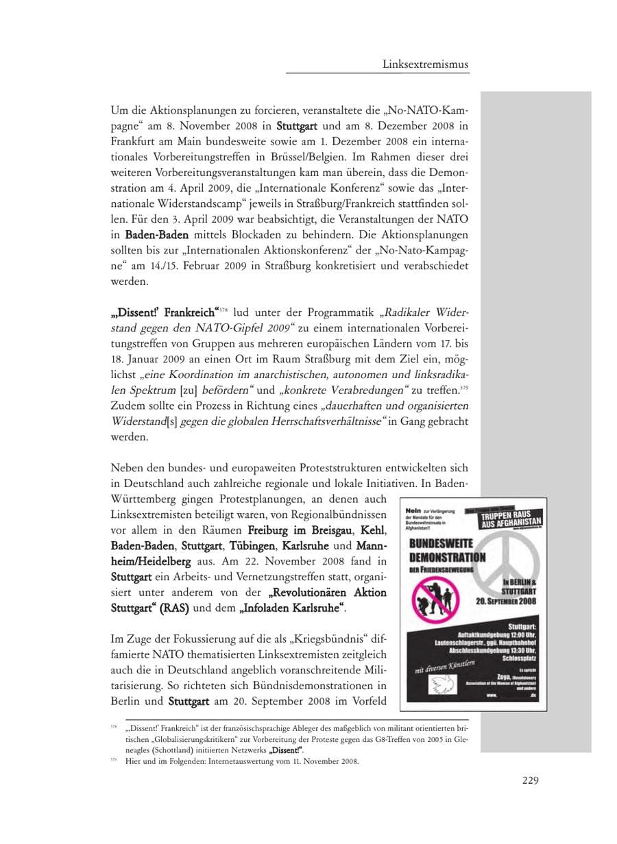 Seite 229 des Verfassungsschutzbericht 2008 Baden-Württemberg