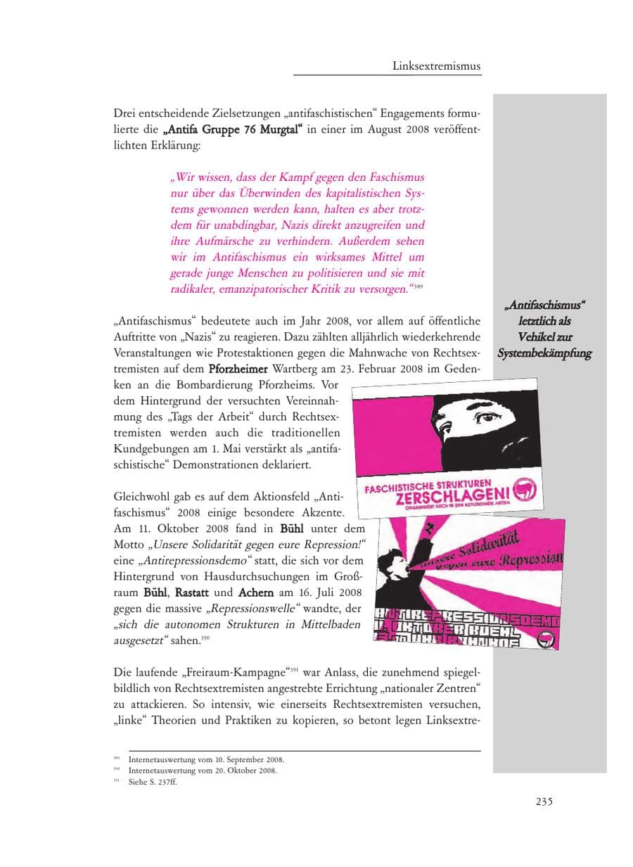 Seite 235 des Verfassungsschutzbericht 2008 Baden-Württemberg
