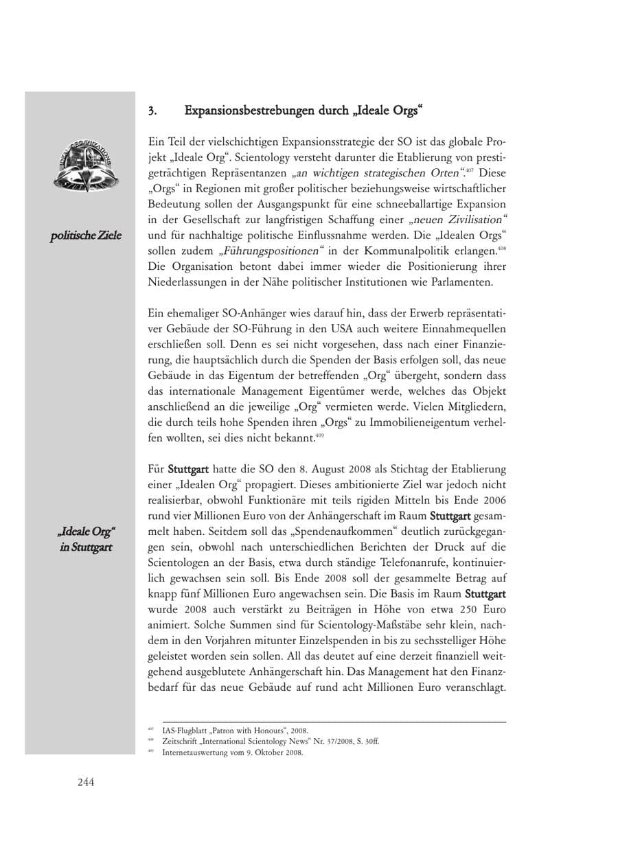 Seite 244 des Verfassungsschutzbericht 2008 Baden-Württemberg