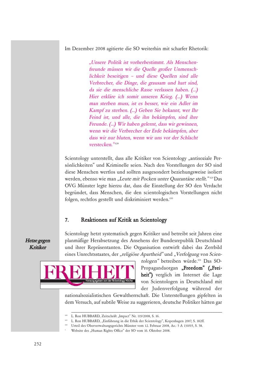 Seite 252 des Verfassungsschutzbericht 2008 Baden-Württemberg