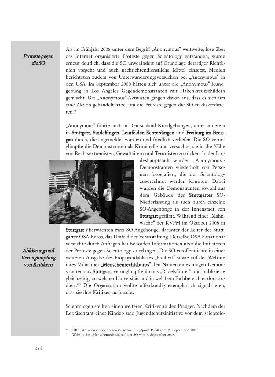 Seite 254 des Verfassungsschutzbericht 2008 Baden-Württemberg