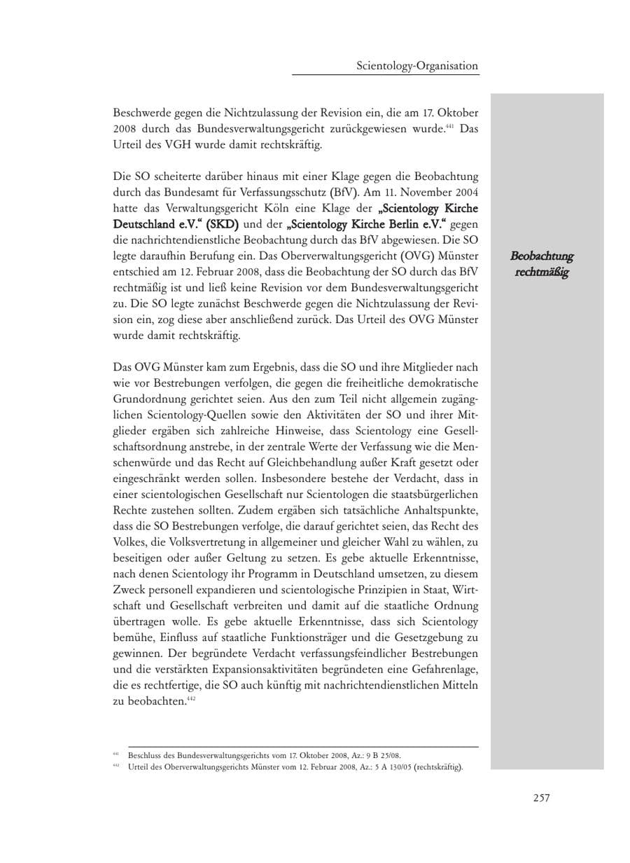 Seite 257 des Verfassungsschutzbericht 2008 Baden-Württemberg