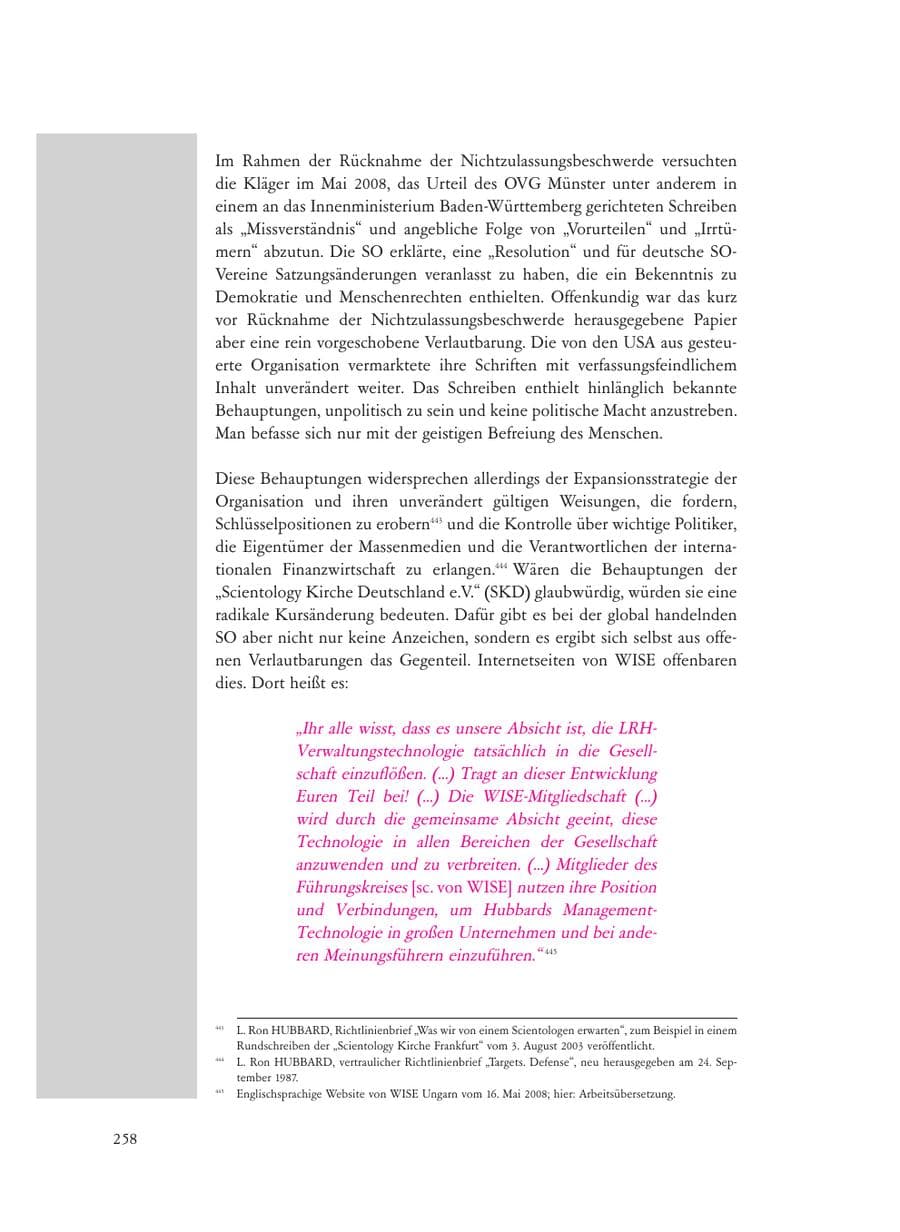 Seite 258 des Verfassungsschutzbericht 2008 Baden-Württemberg