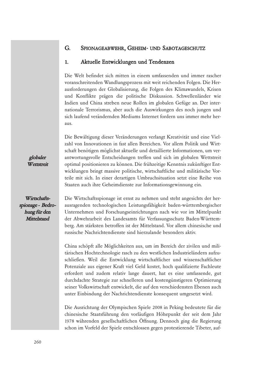 Seite 260 des Verfassungsschutzbericht 2008 Baden-Württemberg