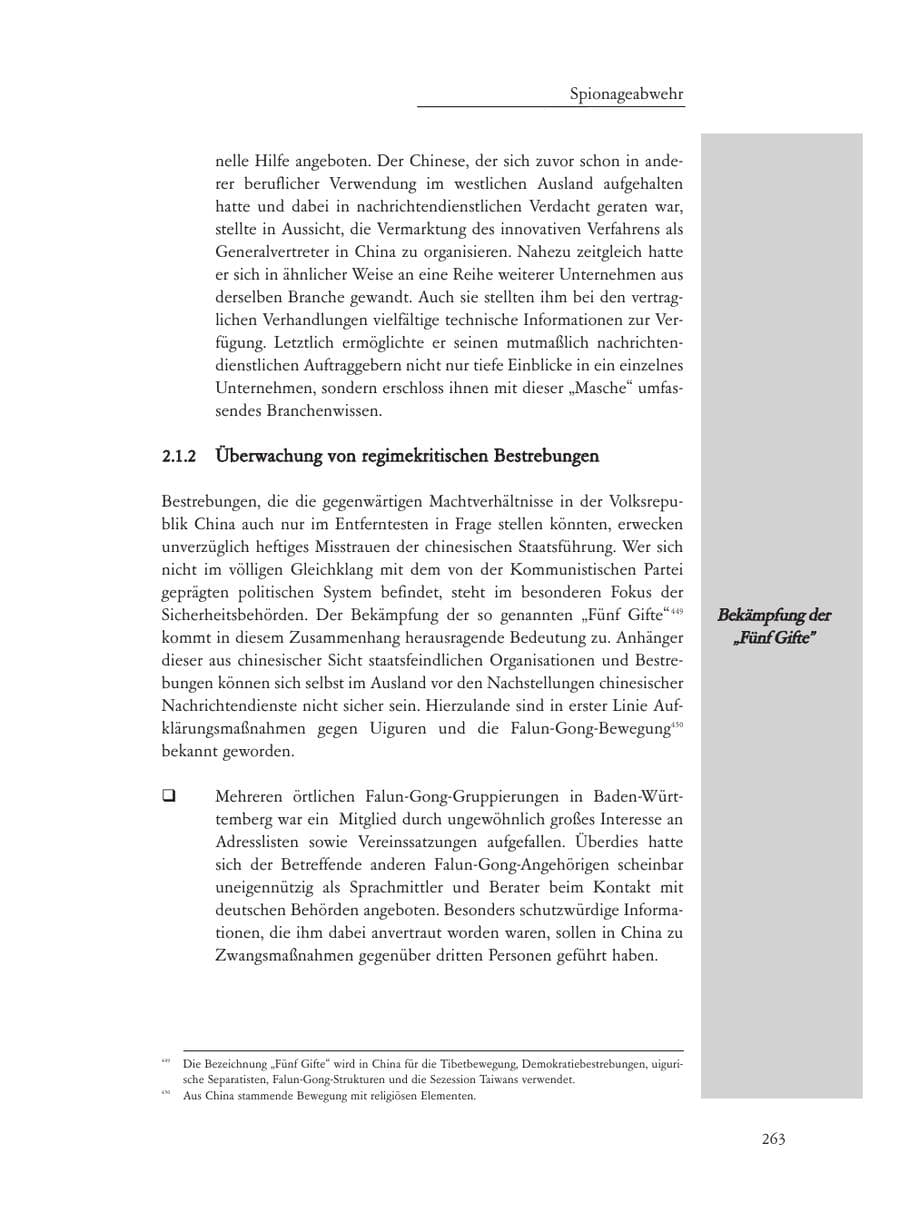 Seite 263 des Verfassungsschutzbericht 2008 Baden-Württemberg