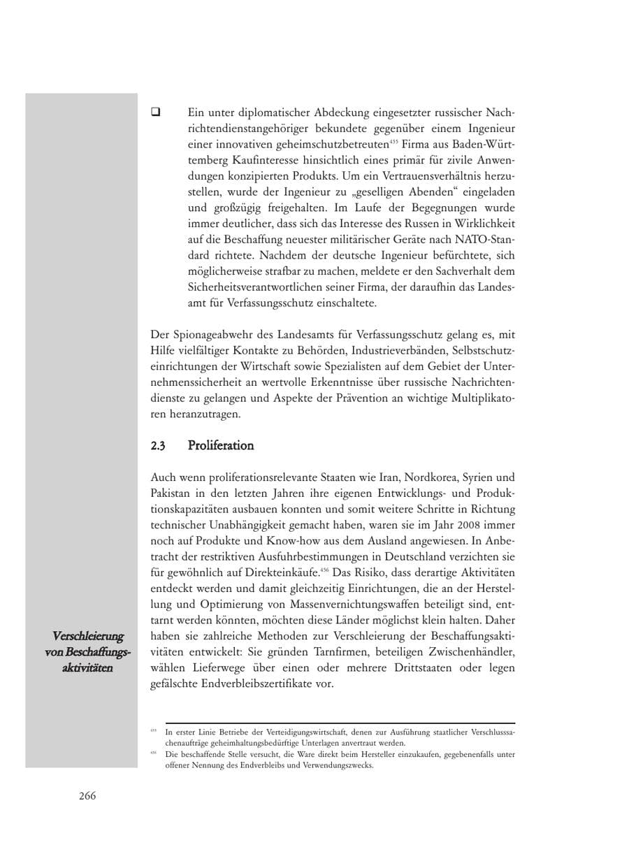 Seite 266 des Verfassungsschutzbericht 2008 Baden-Württemberg