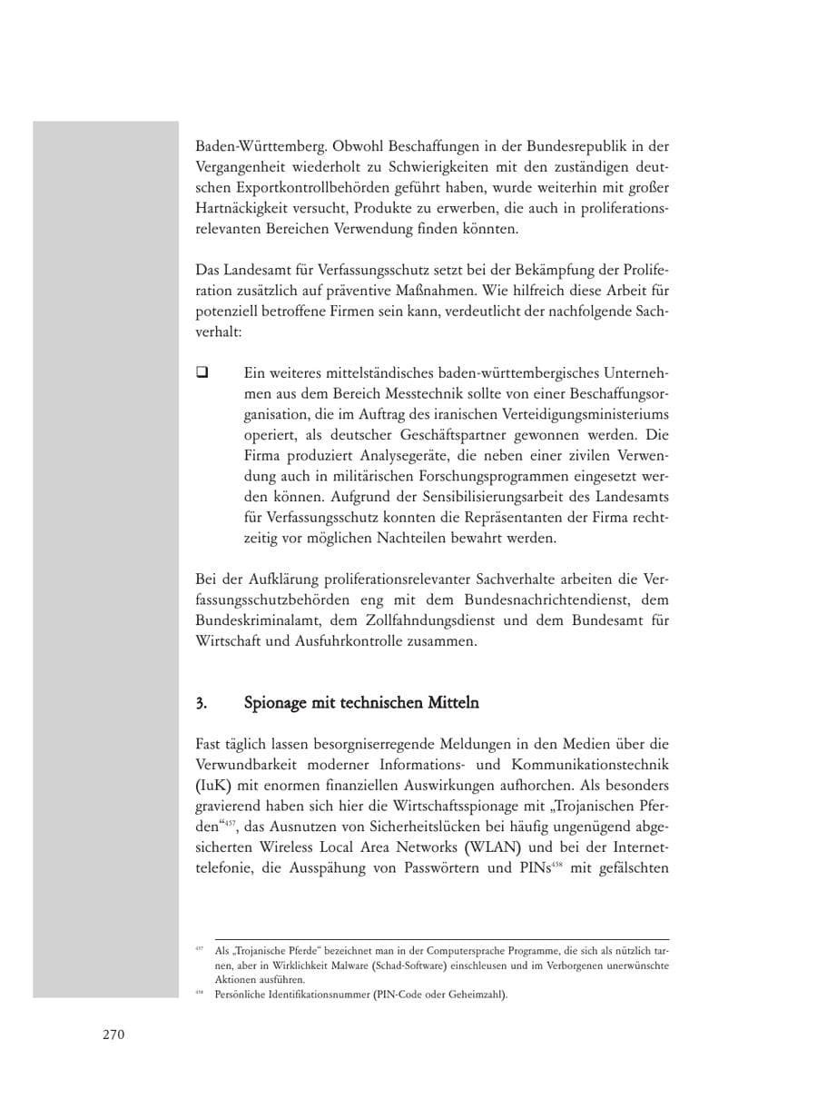 Seite 270 des Verfassungsschutzbericht 2008 Baden-Württemberg