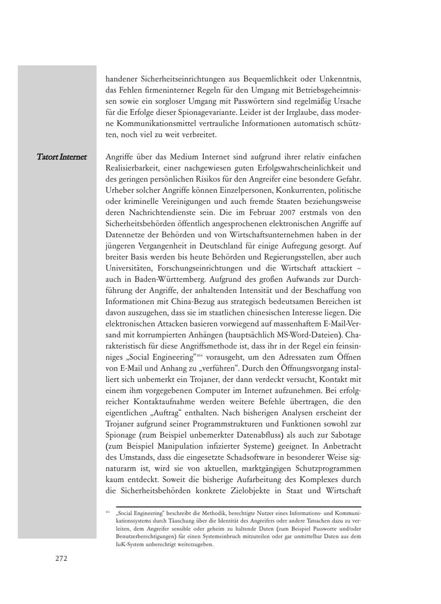 Seite 272 des Verfassungsschutzbericht 2008 Baden-Württemberg