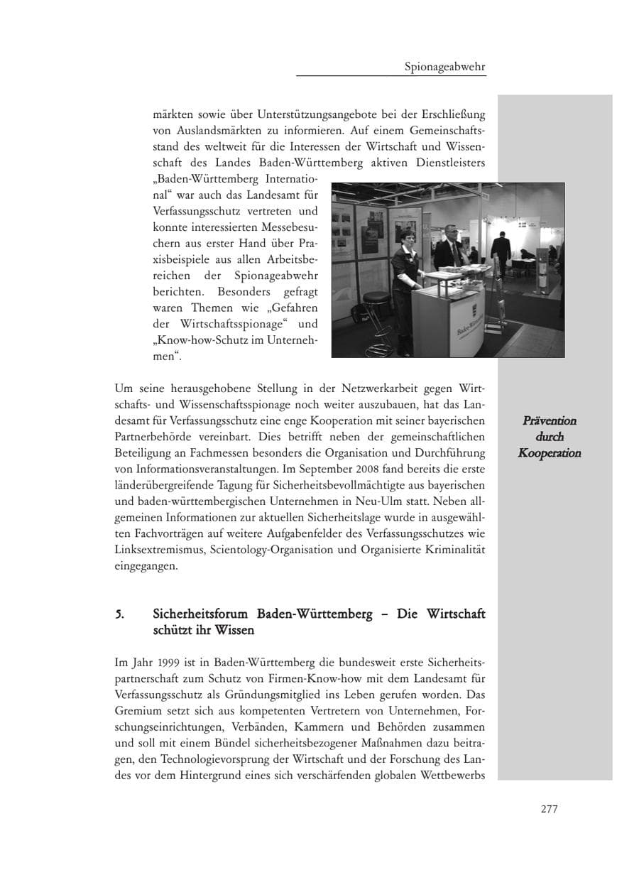 Seite 277 des Verfassungsschutzbericht 2008 Baden-Württemberg