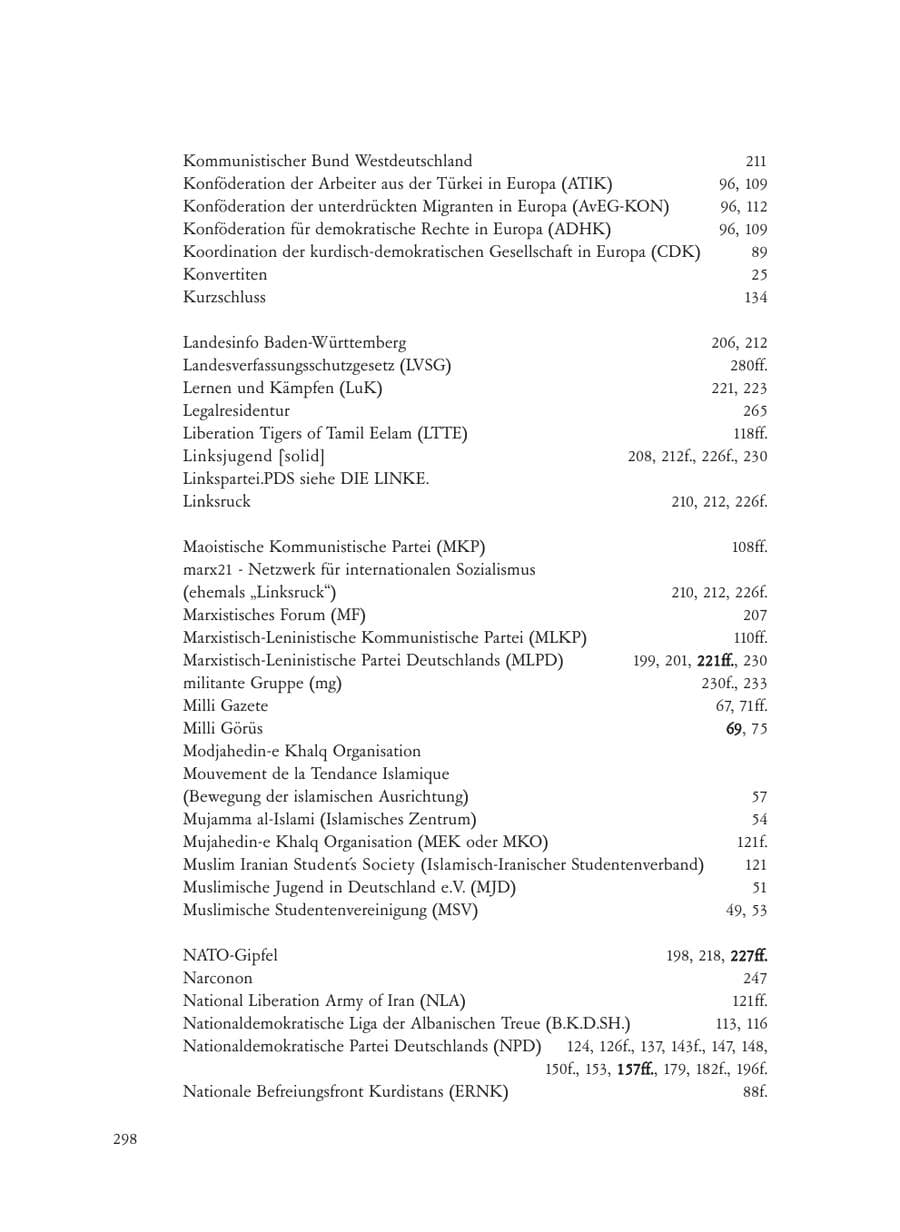 Seite 298 des Verfassungsschutzbericht 2008 Baden-Württemberg