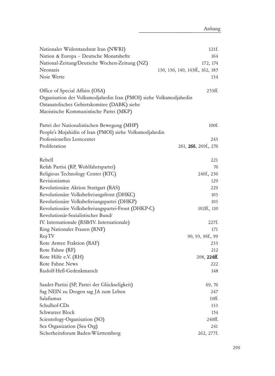 Seite 299 des Verfassungsschutzbericht 2008 Baden-Württemberg