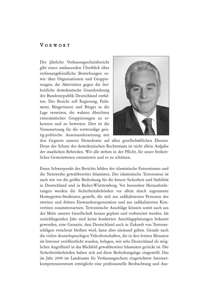 Seite 4 des Verfassungsschutzbericht 2008 Baden-Württemberg