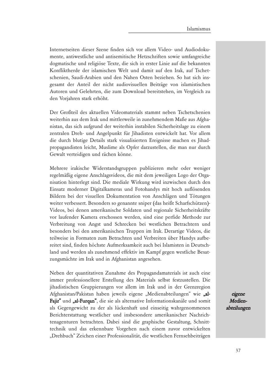 Seite 37 des Verfassungsschutzbericht 2008 Baden-Württemberg