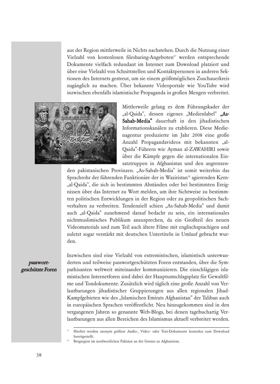 Seite 38 des Verfassungsschutzbericht 2008 Baden-Württemberg