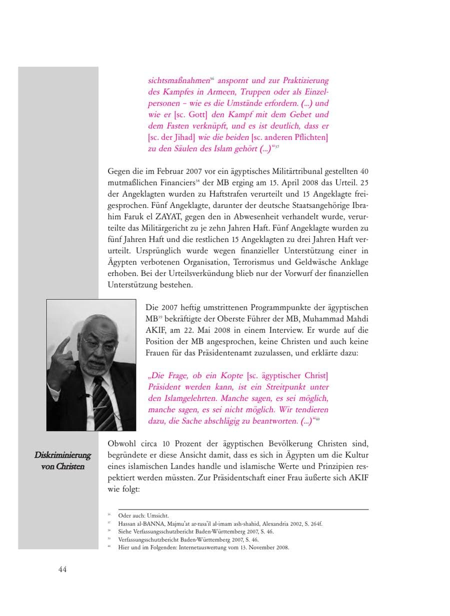 Seite 44 des Verfassungsschutzbericht 2008 Baden-Württemberg
