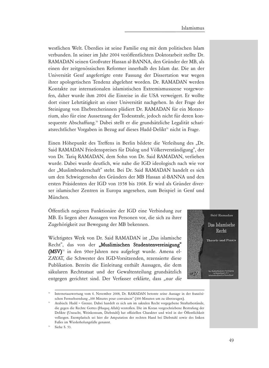 Seite 49 des Verfassungsschutzbericht 2008 Baden-Württemberg