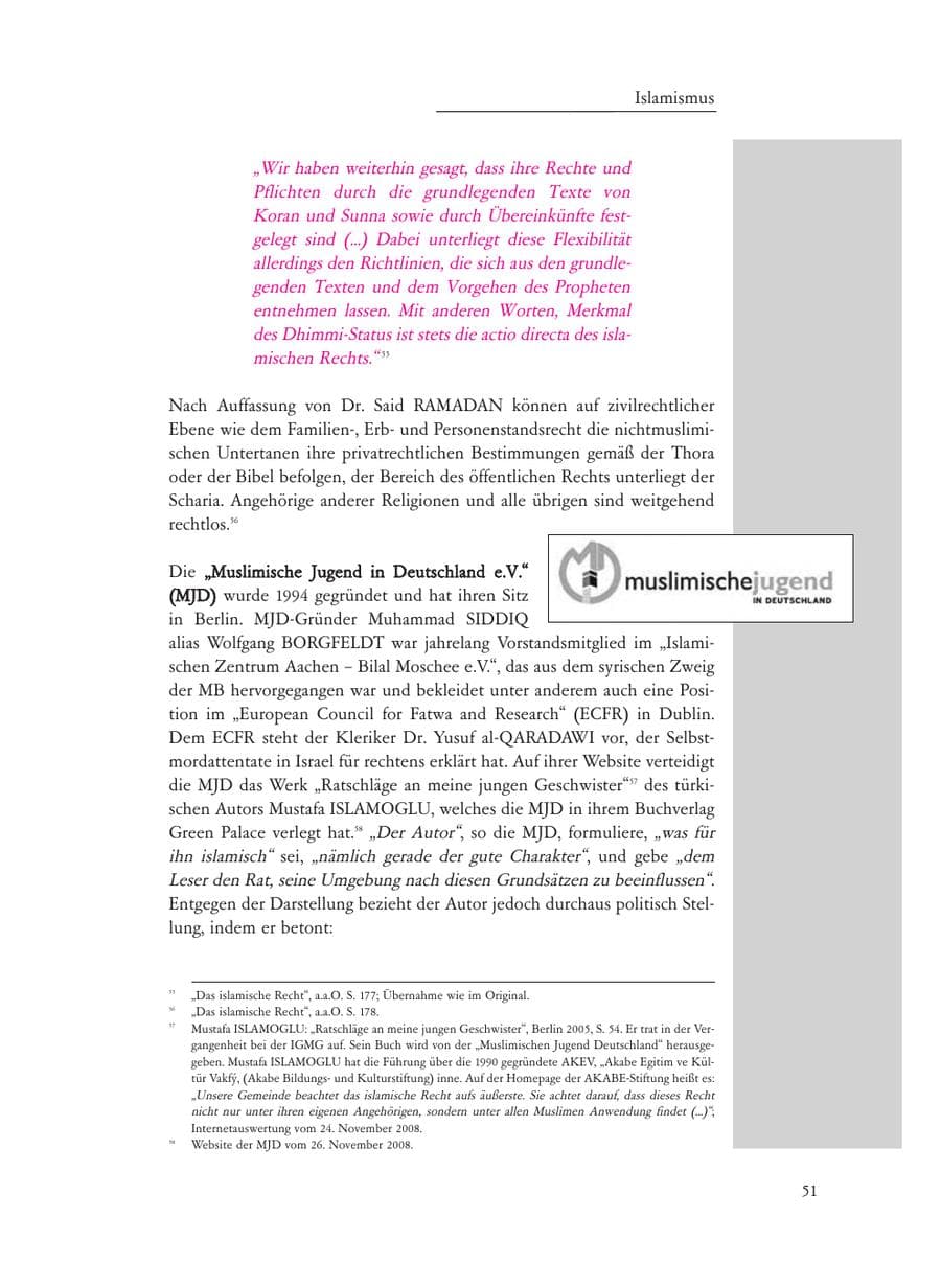Seite 51 des Verfassungsschutzbericht 2008 Baden-Württemberg
