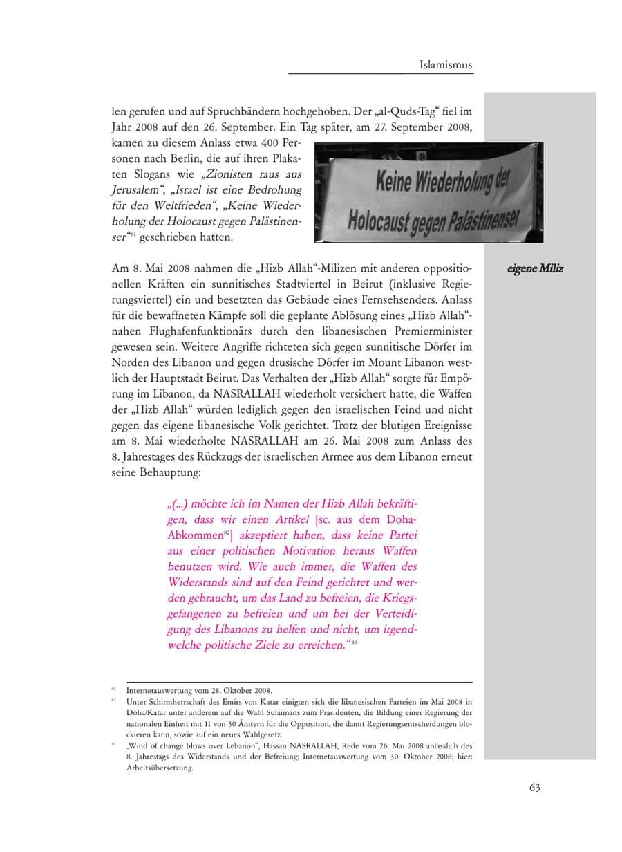 Seite 63 des Verfassungsschutzbericht 2008 Baden-Württemberg