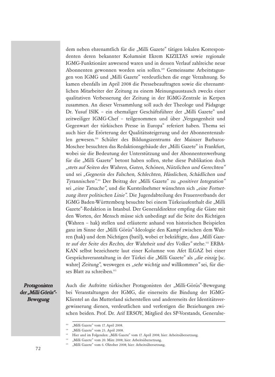 Seite 72 des Verfassungsschutzbericht 2008 Baden-Württemberg