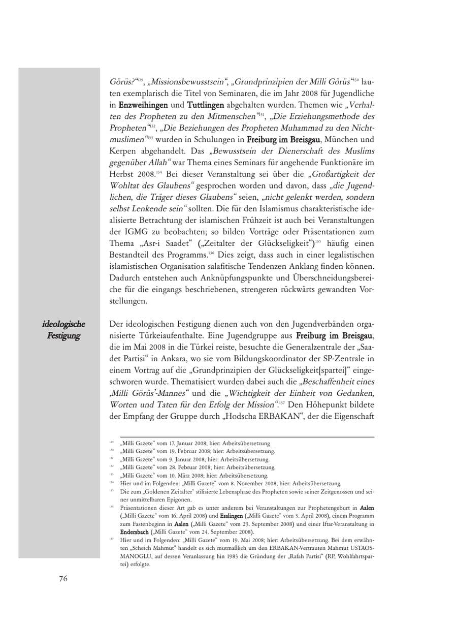 Seite 76 des Verfassungsschutzbericht 2008 Baden-Württemberg