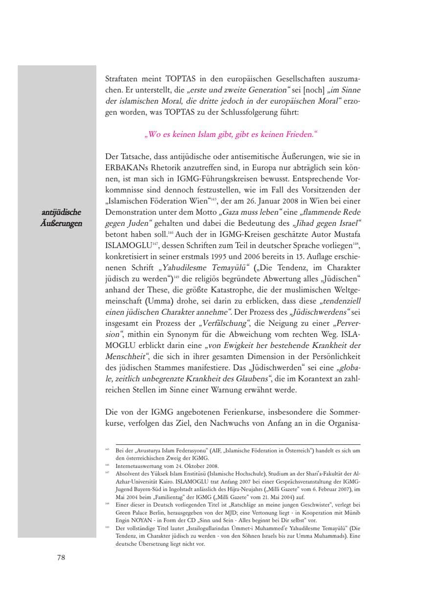 Seite 78 des Verfassungsschutzbericht 2008 Baden-Württemberg