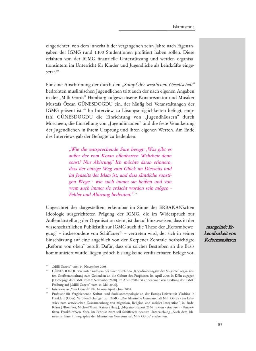 Seite 83 des Verfassungsschutzbericht 2008 Baden-Württemberg