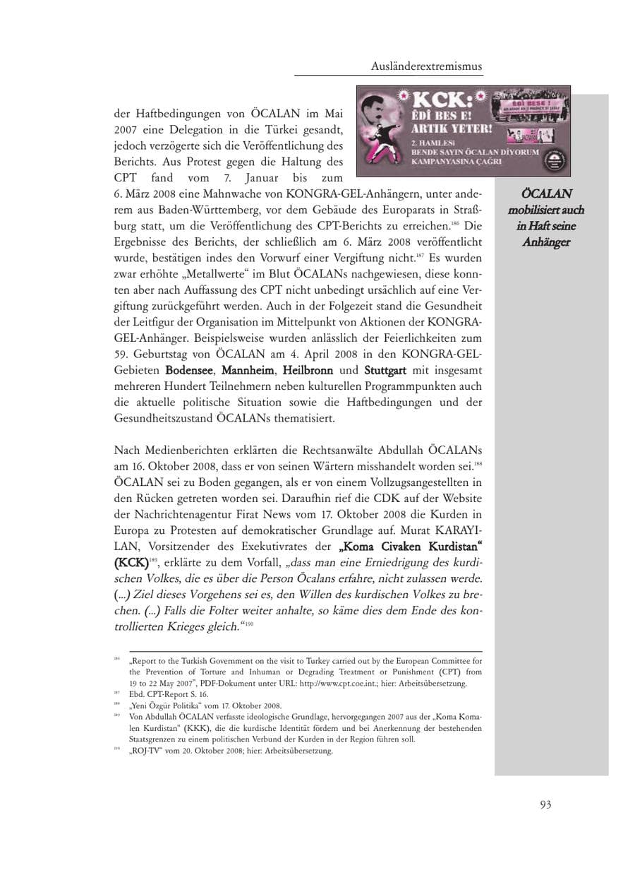 Seite 93 des Verfassungsschutzbericht 2008 Baden-Württemberg