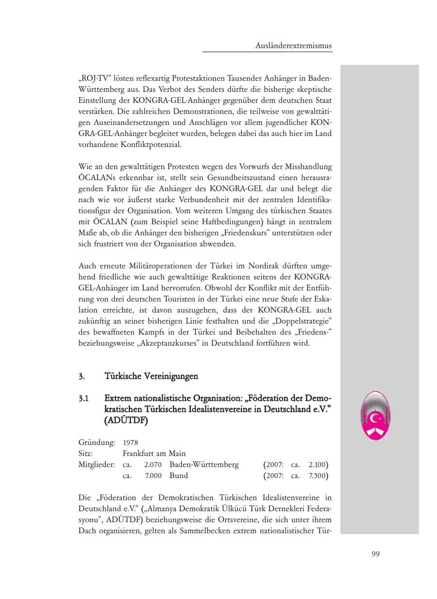 Seite 99 des Verfassungsschutzbericht 2008 Baden-Württemberg